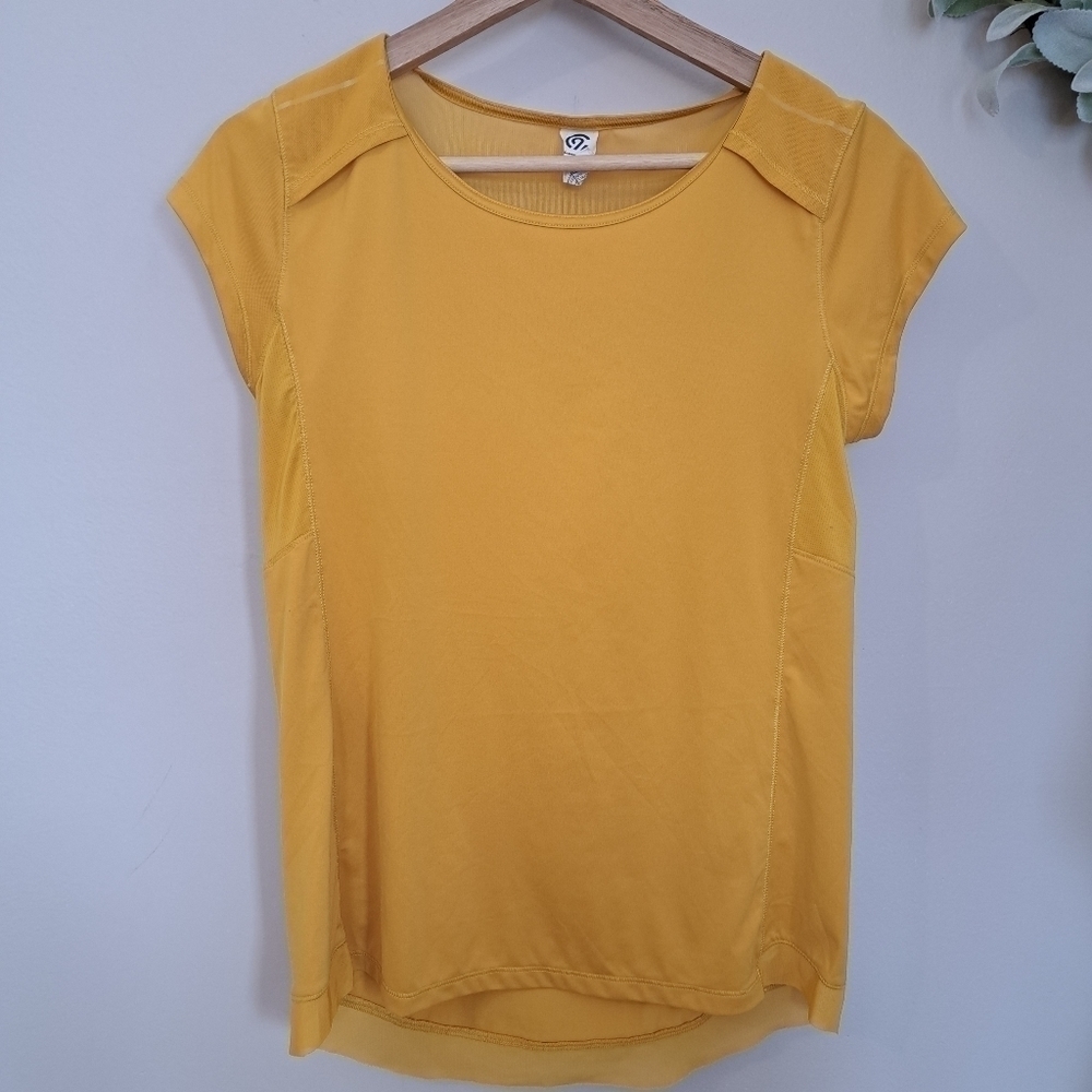 YELLOW Champion Mesh Back Cut Out Work Out Top Small